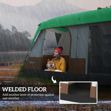 Six-Man Camping Tent, with Small Rainfly and Accessories - Green
