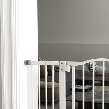 Adjustable Metal Pet Gate Safety Barrier 74-100cm with Auto-Close Door - White