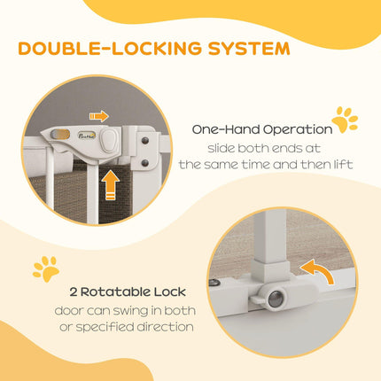 Adjustable Metal Dog Gate 74-80cm Wide with Automatic Closing - White