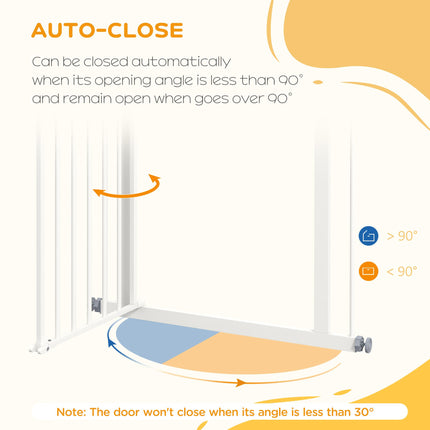 Adjustable Metal Dog Gate 74-80cm Wide with Automatic Closing - White