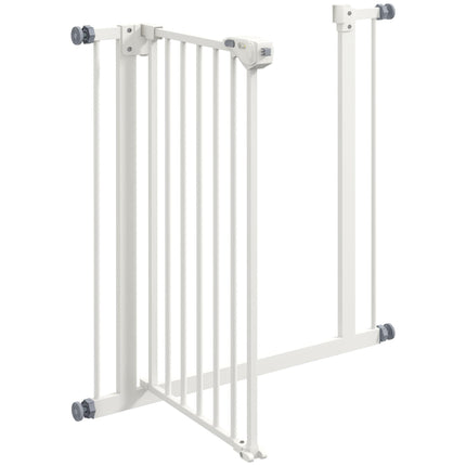 Adjustable Metal Dog Gate 74-80cm Wide with Automatic Closing - White