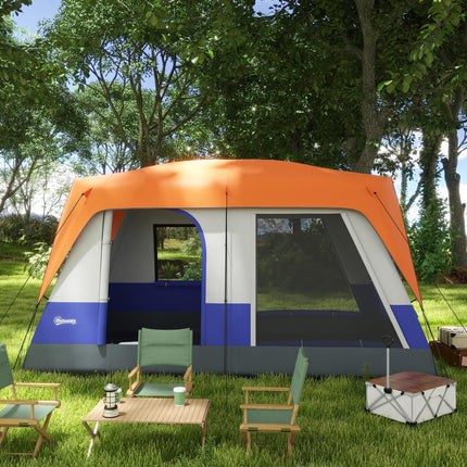 Six-Man Camping Tent, with Small Rainfly and Accessories - Orange
