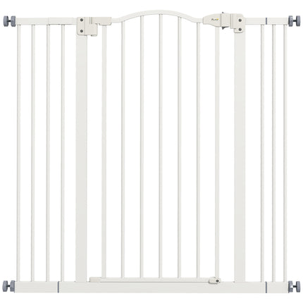 Metal Pet Safety Folding Dog Gate with Adjustable Width - White