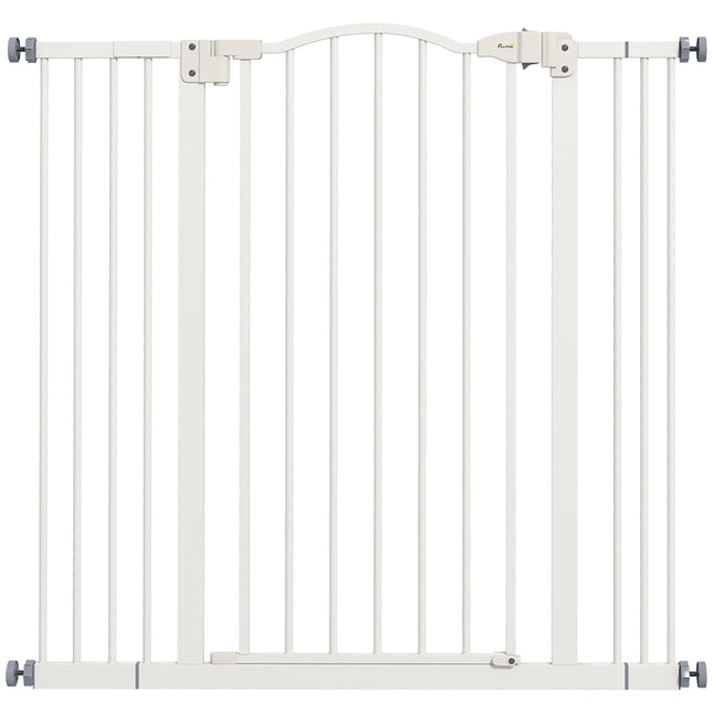 Metal Pet Safety Folding Dog Gate with Adjustable Width - White