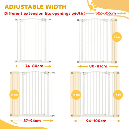 Metal Pet Safety Folding Dog Gate with Adjustable Width - White