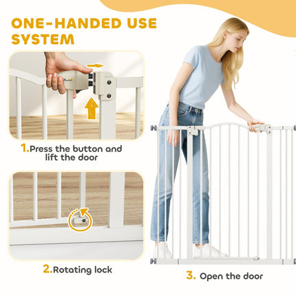 Metal Pet Safety Folding Dog Gate with Adjustable Width - White