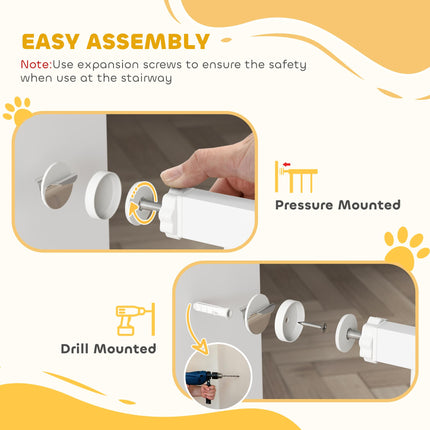 Metal Pet Safety Folding Dog Gate with Adjustable Width - White
