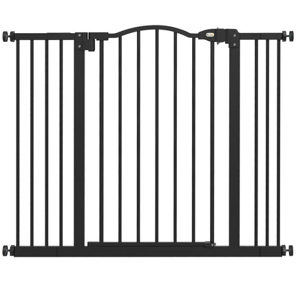 Adjustable Metal Pet Gate Safety Barrier 74-100cm with Auto-Close Door - Black