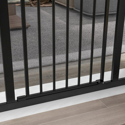 Adjustable Metal Pet Gate Safety Barrier 74-100cm with Auto-Close Door - Black