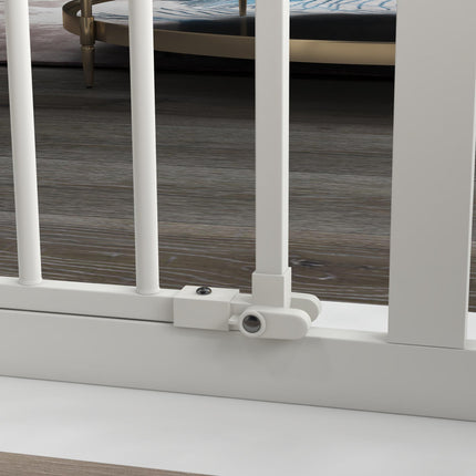 Adjustable Metal Dog Gate 74-94cm Wide with Automatic Closing - White