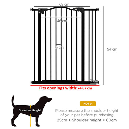 Metal Pet Safety Folding Dog Gate with Double Lock - Black