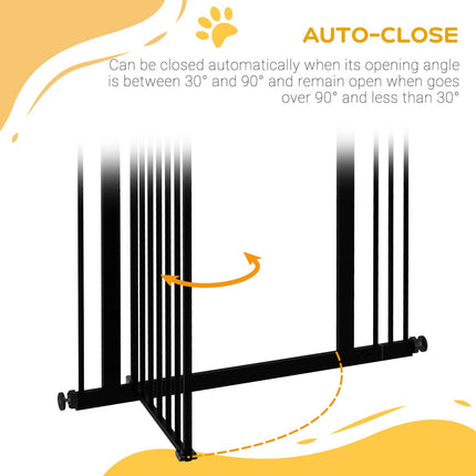 Metal Pet Safety Folding Dog Gate with Double Lock - Black
