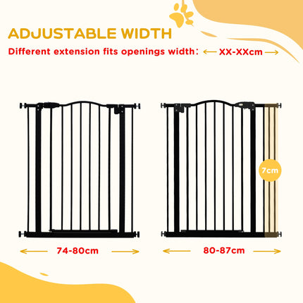 Metal Pet Safety Folding Dog Gate with Double Lock - Black