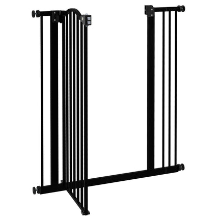 Metal Pet Safety Folding Dog Gate with Double Lock - Black