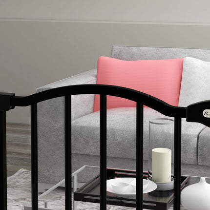 Metal Pet Safety Folding Dog Gate with Double Lock - Black