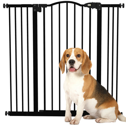 Metal Pet Safety Gate Folding Dog Fence Adjustable with Double Lock - Black