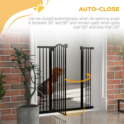 Metal Pet Safety Gate Folding Dog Fence Adjustable with Double Lock - Black