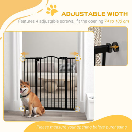 Metal Pet Safety Gate Folding Dog Fence Adjustable with Double Lock - Black