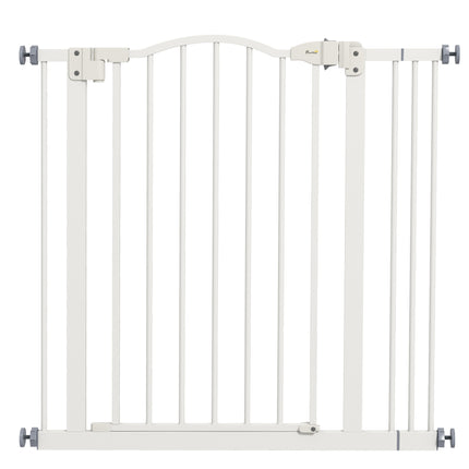 Adjustable 74-87cm Metal Pet Safety Gate with Auto-Close Door - White
