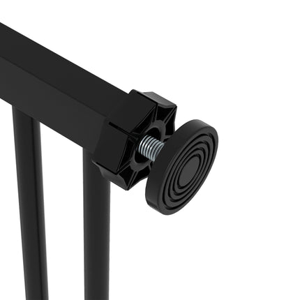 Adjustable Metal Dog Gate 74-87cm Wide with Automatic Closing - Black