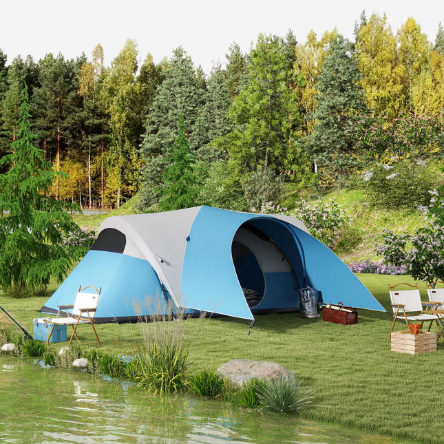 Waterproof Family Camping Tent for 5-6 People with Porch - Blue