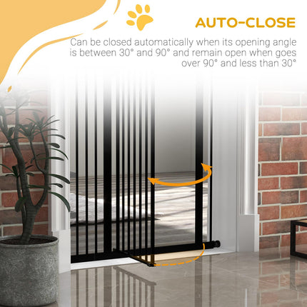 Metal Folding Pet Safety Gate with Double Locking System - Black