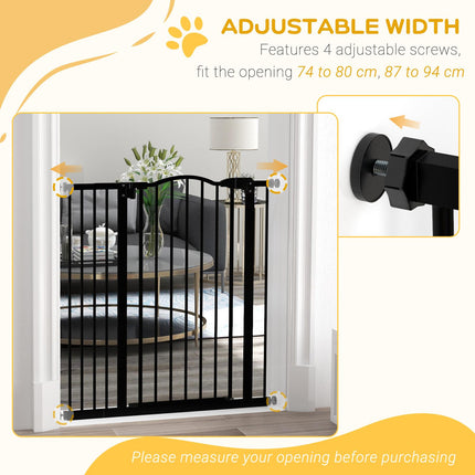 Metal Folding Pet Safety Gate with Double Locking System - Black