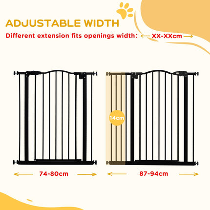 Metal Folding Pet Safety Gate with Double Locking System - Black