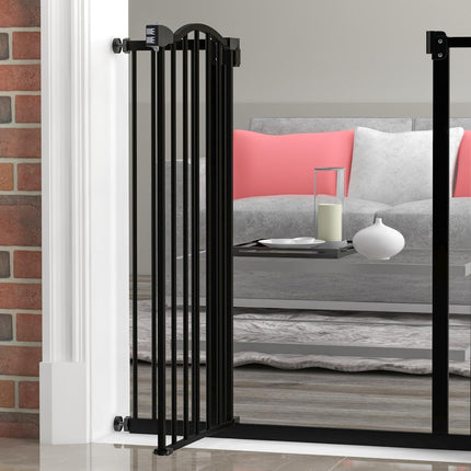 Metal Folding Pet Safety Gate with Double Locking System - Black