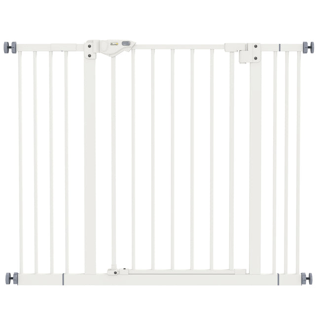 Adjustable Metal Dog Gate 74-100cm Wide with Automatic Closing - Black