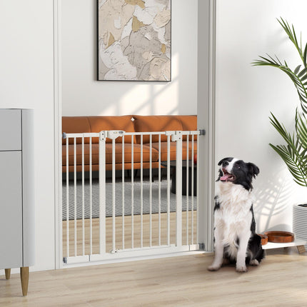 Adjustable Metal Dog Gate 74-100cm Wide with Automatic Closing - Black