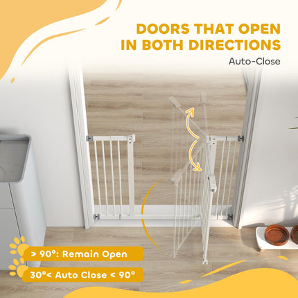 Adjustable Metal Dog Gate 74-100cm Wide with Automatic Closing - Black