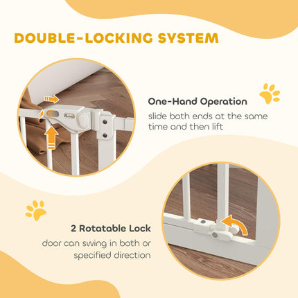 Adjustable Metal Dog Gate 74-100cm Wide with Automatic Closing - Black