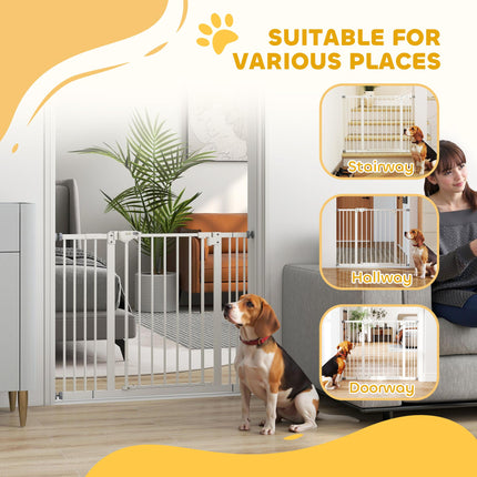 Adjustable Metal Dog Gate 74-100cm Wide with Automatic Closing - Black