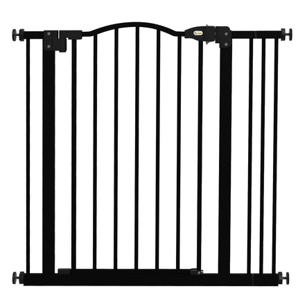 Adjustable Metal Pet Gate Safety Barrier 74-87cm with Auto-Close Door - Black