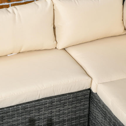 3Pcs 4-Seater Rattan Garden Patio Corner Sofa Set with Coffee Table and Cushions - Beige