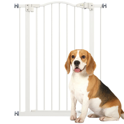 Metal Pet Safety Folding Dog Gate Adjustable Width - White