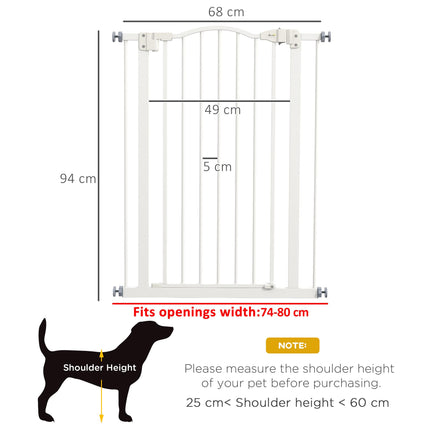 Metal Pet Safety Folding Dog Gate Adjustable Width - White