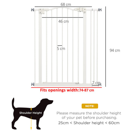 Metal Pet Safety Gate Folding Dog Fence Adjustable Width - White