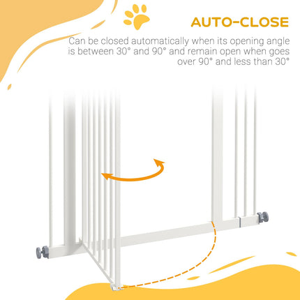 Metal Pet Safety Gate Folding Dog Fence Adjustable Width - White