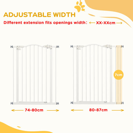 Metal Pet Safety Gate Folding Dog Fence Adjustable Width - White