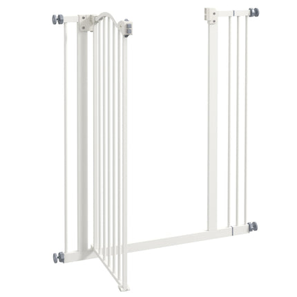 Metal Pet Safety Gate Folding Dog Fence Adjustable Width - White
