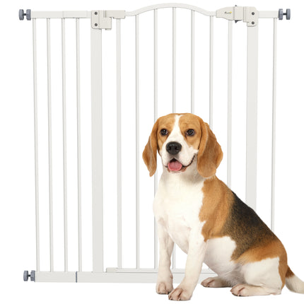 Metal Pet Safety Folding Dog Gate with Double Lock - White