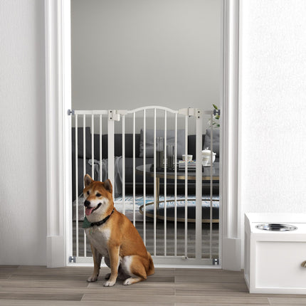 Metal Pet Safety Folding Dog Gate with Double Lock - White