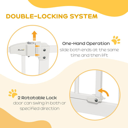 Metal Pet Safety Folding Dog Gate with Double Lock - White