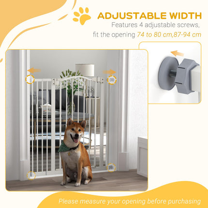 Metal Pet Safety Folding Dog Gate with Double Lock - White