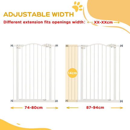 Metal Pet Safety Folding Dog Gate with Double Lock - White