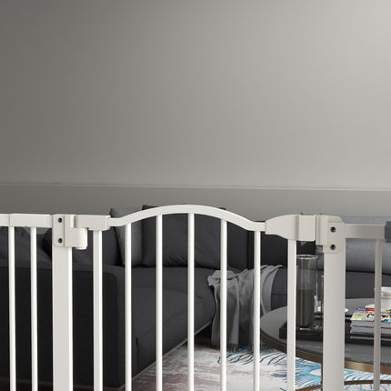Metal Pet Safety Folding Dog Gate with Double Lock - White