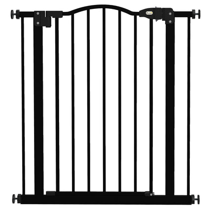 Adjustable 74-80cm Metal Pet Safety Gate with Auto-Close Door - Black
