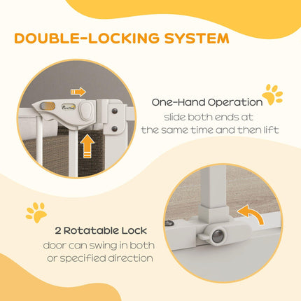 Adjustable Metal Dog Gate 74-87cm Wide with Auto Close and Locks - White